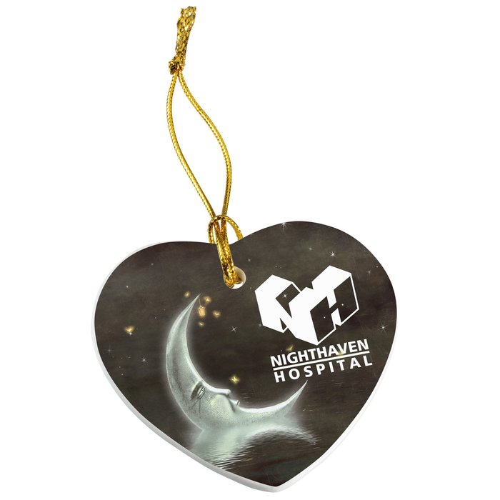 Custom Ceramic Ornament - Heart - Full Colour