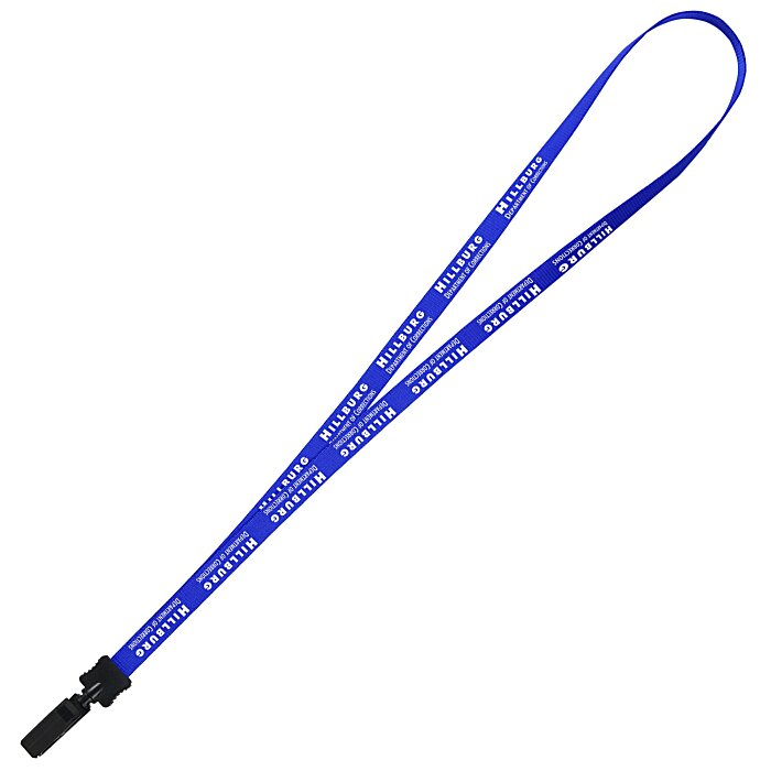 Custom Smooth Nylon Lanyard - 1/2 inch - 34 inches - Plastic Bulldog Clip