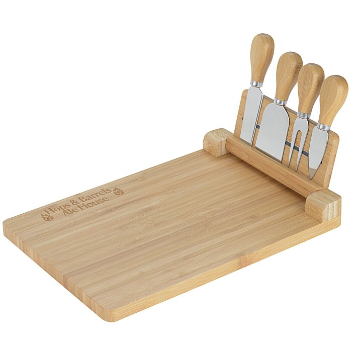 Custom 5-Piece Magnetic Bamboo Cheese Board Set